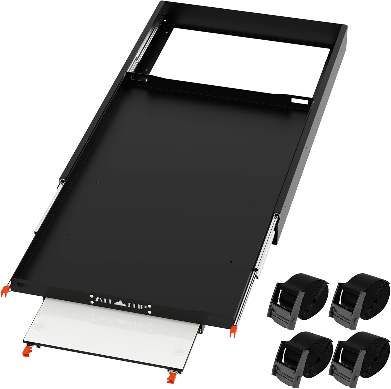 ALL-TOP Fridge Slide with Chopping Board, Inner 29.3 x 18.7in, Vehicle Refriderator Slider with 4 Buckle Straps, Max 287 LBS, 3rd Gen